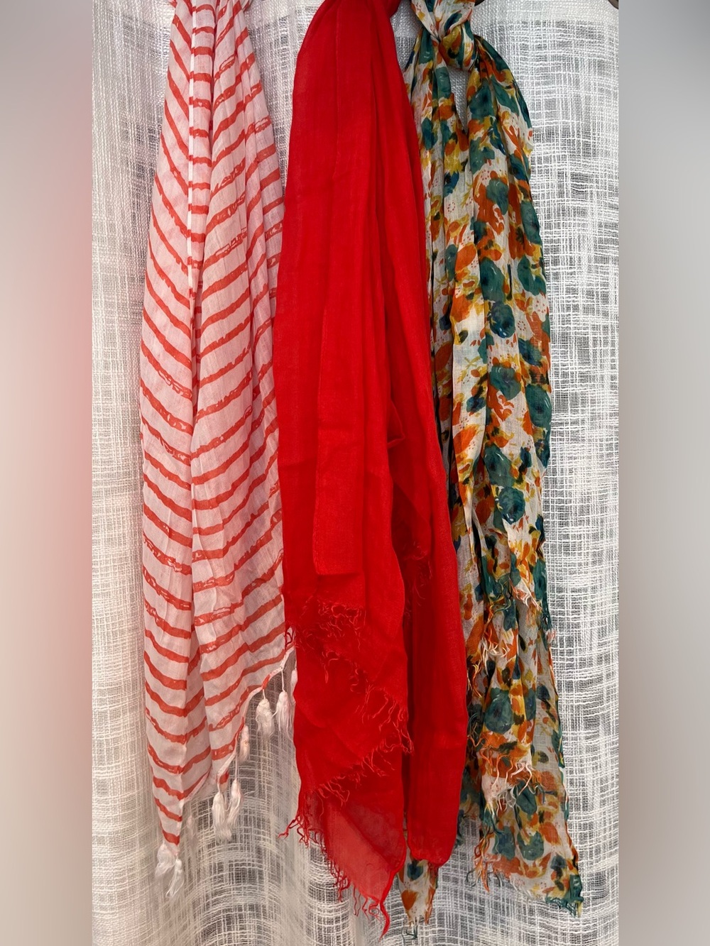🌞 Lot of Summer Spring Fall Scarves Lightweight Orange Teal Coral Stripe Floral
